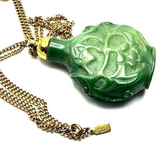 Vintage 1960s Kenneth Jay Lane Faux Jade Bottle Pendant w/2-Strand Necklace  EUC - Picture 5 of 9